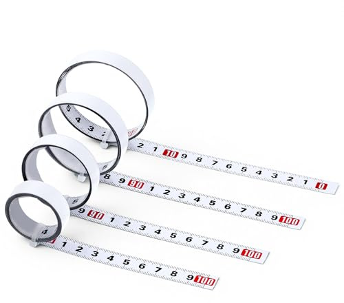 4 Stück Selbstklebendes Maßband, 1M Metrisches Maßband | Weiß Selbstklebend Maßband für Vermessung Vertikaler Objekte wie Werkbänke (3x Links Nach Rechts 1x Rechts Nach Links)