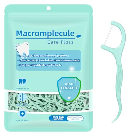 300 Filo Interdentale a Doppia Linea alla Menta per la Cura dei Denti - Archetti filo interdentale per Rimuovere la Placca e i Residui di Cibo