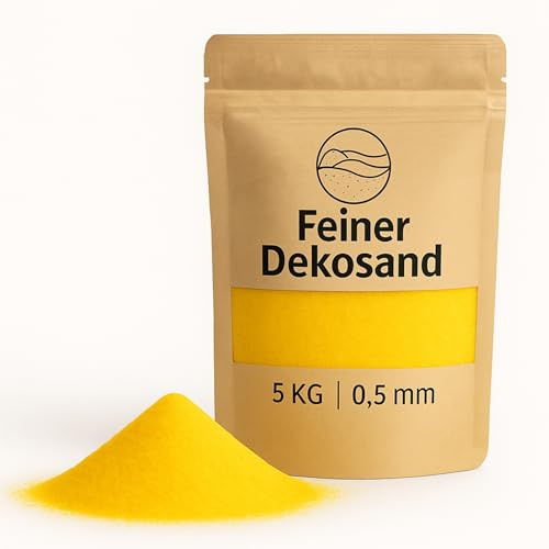Deko-Sand gelb als farbige Streudeko - 5 kg kleine Deko-Steine Ø 0,5 mm für Gläser, Vasen