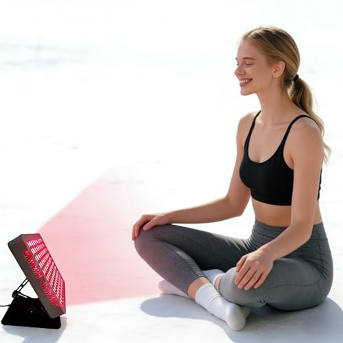 Red Light Therapy Lamp for Full Body & Neck, 660nm 850nm 100 LEDs Infrared Panel, 360° Rotatable Stand, Adjustable Brightness & Timer, Suitable for Home, Office, Face & Muscle Care