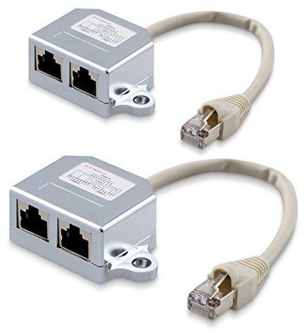 kwmobile 2X Netzwerkkabel Splitter Anschlussverdoppler - Netzwerk LAN Anschluss Verteiler - T-Adapter LAN-Kabel - RJ45 Stecker auf 2X RJ45 Ethernet (Packung mit 5)