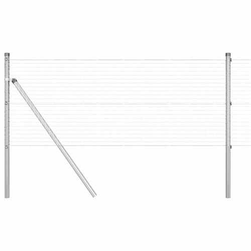 HETFTJN Zaunpfosten Set 10 x 0,6 m Maschendrahtzaun silber pulverbeschichteter Stahl Modernes Design & Robustheit für Garten Terrasse Balkon und Weidezaun