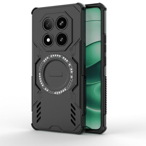 Techsuit für Xiaomi Redmi Note 14 Pro 5G, Poco X7 Hülle mit Magnetring, Stoßfest, Verstärkte Ecken, Kameraschutz, Anti Rutsch Textur, ArmorMag Case Series, PC TPU Hybrid, Schwarz