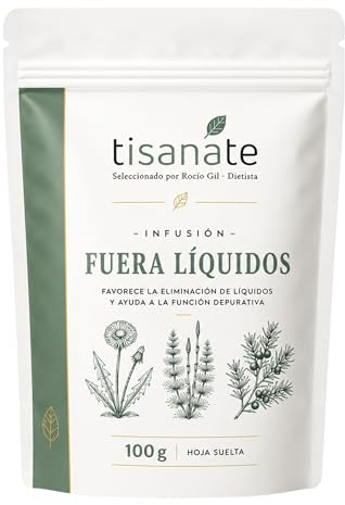 Infusión Fuera Líquidos 100 g | Cola de Caballo y Diente de León | Tisanate | Infusión a Granel | Cola de Caballo, Diente de León, Abedul, Enebro y Ulmaria