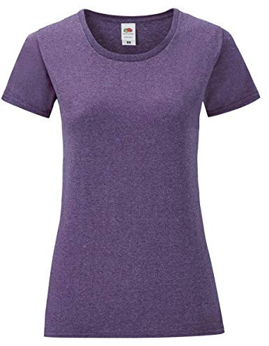 Fruit of the Loom Ladies Iconic T-Shirt Größe S - XXL, Größe:M, Farbe:violett meliert