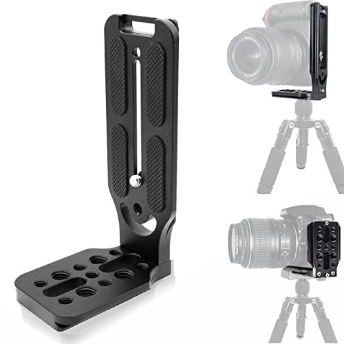 HAFOKO L Supporto Piastra Verticale per Stabilizzatore Gimbal 1/4 '' 3/8 '', Fotocamera DSLR Treppiede Video Monopiede/Stabilizzatore Cardanico Portatile a 3 Assi per Live/Instagram YouTube Video