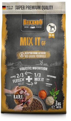 BELCANDO Mix It GF [3 kg] Ergänzungsfutter | Trockenfutter für Hunde zur Ergänzung bei Fleischfütterung & Barf | Ergänzungsfutter für Hunde