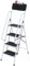 HOMCOM Escabeau Pliable 4 marches XL antidérapantes Double Garde Corps Hauteur Max. 1,55 m Charge Max. 150 Kg Pochette Outils intégrée Acier Blanc Noir