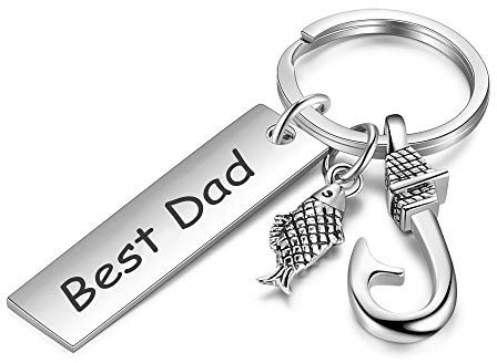 Personalisiert Silber Schlüsselring zum Männer Frauen Stilvoll Name Teller Fisch Angelhaken Schlüsselanhänger zum Mädchen Graviert Text Angepasst Geburtstag Geschenk Denkmal Hochzeit Jahrestag Paar