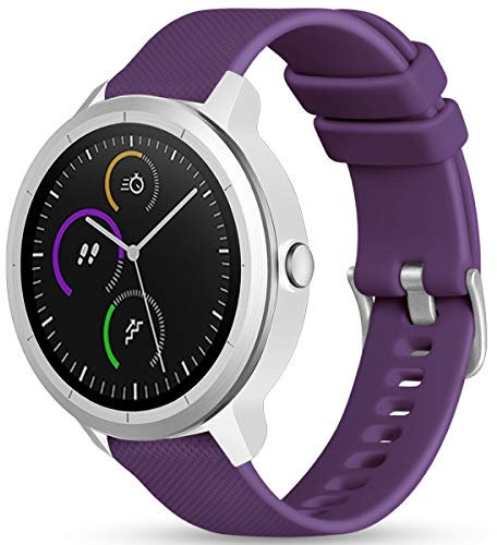 Vobafe Cinturino per Garmin Venu/2 Plus/sq/sq2 Music/Vivoactive 3/Forerunner 55/245/645, Cinturino in silicone morbido da 20mm per Garmin Instinct 2S/Vivomove HR/Fenix 7S,Prugna