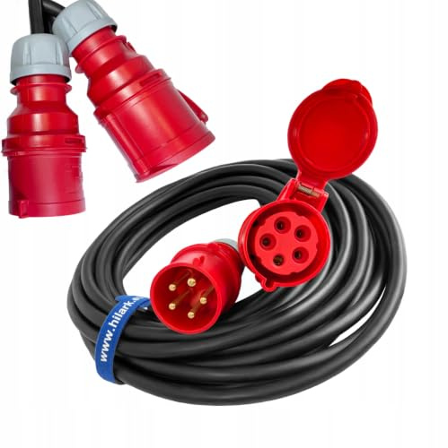 Hilark Cable Tech CEE Starkstrom-Verlängerungskabel Gummi H07RN-F 5G6 50m 32A Stecker Kupplung