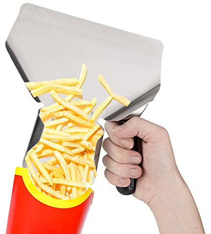 French Fries Shovel, Stainless Steel Popcorn Scoop French Fry Bagger, Chip Bagger with Right Handle French Fries Shovel