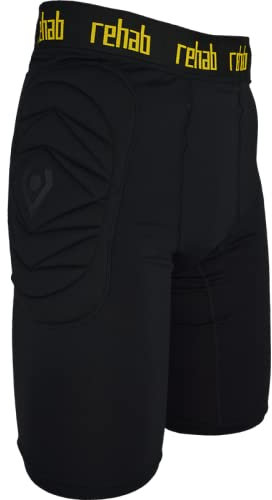 Rehab – Pantaloncini da portiere imbottiti – Pantaloni protettivi corti per portiere – Taglia 128-XXL, Nero , XL
