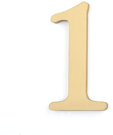 Zayookey Metallo Numero Civico in Ottone Massiccio 4,5cm Numero di Casella di Posta Autoadesivo Moderna Numeri Indirizzo di Casa di Porta Brass Mailbox House Number (1,77 pollici Door Number 1)