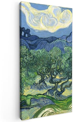 MuchoWow Leinwand Bilder, Einzigartige Wanddeko mit Rahmen, Die Olivenbäume - Vincent van Gogh, Wandbilder Wohnzimmer, Deko Schlafzimmer 40x80 cm