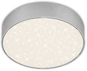 BRILONER - LED Deckenlampe mit Sternenhimmel, rahmenlos, neutralweiße Lichtfarbe, LED Lampe, Deckenleuchte, Wohnzimmerlampe, Schlafzimmerlampe, Küchenlampe, 15,7x3,6 cm, Silberfarbig