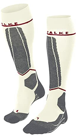 FALKE Damen Skisocken SK4 Energizing Light W Kh Wolle Funktionsmaterial mit Kompression 1 Paar, Weiß Off-White 2040, 41-42
