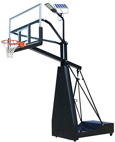 Basketball Stand Solar Lighting Leisure Basketball Hoop, Outdoor All-weather Dunk Game Equipment, Aluminum Alloy Backboard And Steel Frame, With Wheels For Easy Mobility