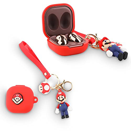 Puppe Schlüsselanhänger und Hülle für Samsung Galaxy Buds2 Pro (2022), Galaxy Buds 2 (2021), Galaxy Buds Pro (2021), Galaxy Buds Live (2020), XMBYGY Silikon Cute Cover für Galaxy Buds Earbuds