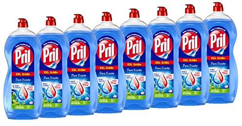 Pril Original Pure Fresh (8 x 1,2 l), detersivo per piatti a mano con il massimo potere sgrassante, per piatti puliti anche in acqua fredda
