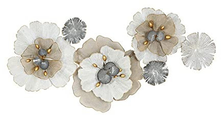 3D Wandornament, Metall Hibiskus Deko, 46 * 22 Zoll, Hängende Dekoration Made Europe, Garten Wohnzimmer, Schlafzimmer, Esszimmer Wohnkultur Dekoration