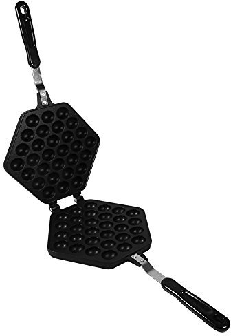 Cast Iron Waffle Maker Bubble Waffle Maker Aluminum Alloy DIY Eggettes Pan with Handle, Nonstick Plates, Egg Frying Pan Classic Rotating Waffle Maker for Home Kitchen