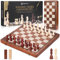 Cugybue Schachspiel Holz,2-in-1 Schachspiel Magnetisch,Geeignet Schachspiel aus Holz für Kinder und Erwachsene,Reiseschach, Schachbrett Klappbar Walnussbaum 39 * 39 cm
