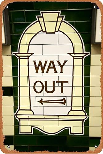 Way Out London Underground Schild - Poster Retro Metallschild Vintage Blechschild für Bar Man Cave Cafe Büro Home Wanddekoration Geschenk 30,5 x 20,3 cm