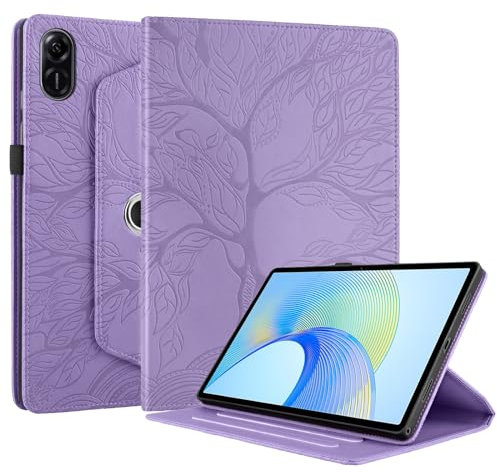 Unichthy Case for HONOR Pad X9 11.5 inch 2023 Cover |3D Embossed Leaf Vein| with Pencil Holder Shockproof Sturdy 360 Degree Swiveling Stand Cover for HONOR Pad X9 2023 Tablet - Purple