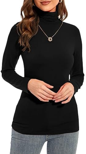 VEARZ® Womens Polo ROLL Neck Jumper - Ladies Long Sleeves Plain Stretchy HIGH Neck Pull Over Sweater Turle Neck Top (L/XL (UK 16-18), Black)