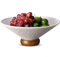 NiHome Frutero de cerámica, cuenco de frutas para encimera de cocina, cuencos decorativos para decoración del hogar, cuenco de pedestal con base de madera (blanco)