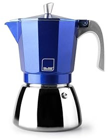 IBILI - Cafetera express Elba Blue, 9 tazas, 450 ml, Aluminio fundido, Base de Acero Inoxidable, Apto para inducción