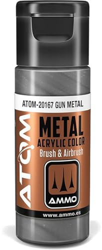 AMMO of Mig Jimenez S.L Atom: Metallic Gun Metal Acrylfarbe, 20 ml Flasche