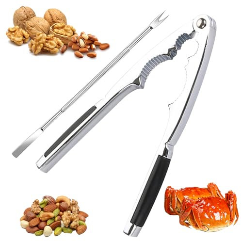LXYYDS Schiaccianoci Antiscivolo, Acciaio Inox schiaccianoci, Schiaccianoci in Metallo, Noce Pinze, Cracker Sheller, Schiaccianoci con Ago di Granchio, per Noci, Mandorle, Nocciole, Frutti di Mare