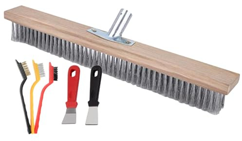 Cepillo de cerdas de Metal rígido de 50 cm, Escoba de Alambre Resistente, Escoba de cerdas de Acero Inoxidable, Cabezal de Escoba de Alambre, Cepillo de Alambre de Acero Inoxidable, Escoba Resistente