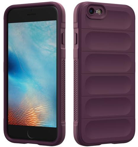 RIIMUHIR Coque en Silicone Compatible avec iPhone 6 / 6s, Étui Protection Antichoc, Housse avec Protege de Camera, Doublure Douce en Tissu Microfibre Protection Complète (Violet Foncé)