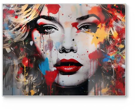 DEQORI Schneidebrett aus Glas | groß 40x30 cm | Motiv Pop Star Farbexplosion | Design Schneideplatte für Küche | Frühstücksbrett antibakteriell & rutschfest | Glasplatte & Servierplatte
