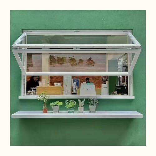 LVLDAWA Kellerfenster, Horizontale Schiebefenster Mit Stützstangen Fenster Für Verkaufsautomaten Und Foodtrucks Mit Gehärtetem Glas Für Geschäftsküchen(40x90cm)