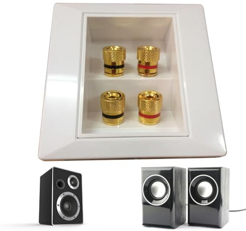 Panneau Audio 4 Ports – Murale Pour Haut-Parleur, Bornes De Raccordement Prise Murale | Accessoires Audio Maison, Murale Cinéma Maison | Plaques Audio Pour Fil De Haut-Parleur