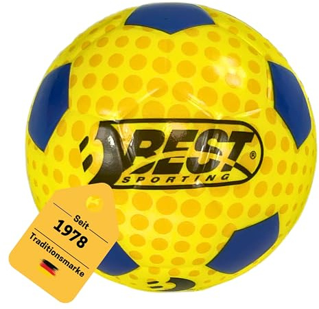 BEST SPORTING Mini Bouncing Fußball I Sprungball in Gelb/Blau I Robuster und langlebiger Springfußball I Ideal für Outdoor & Indoor Spiele