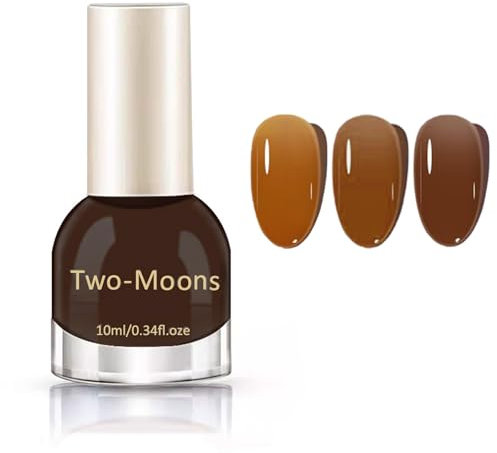 Brown Nail Polish - Amber Brown Nail Varnish - Air Fast Dry Nail Polish No Uv Light Needed - Translucent Jelly Liked Long Lasting