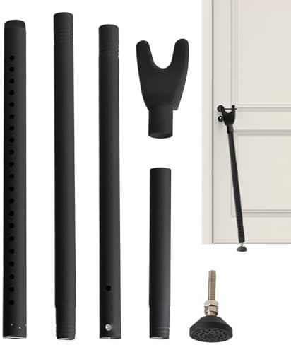 Anti-Theft Door Jammer, Apartment Security Door Lock, Reinforced Iron Construction, Heavy-Duty Design, Adjustable Length, Black, for Home, Hotel, Travel, Patio, and More