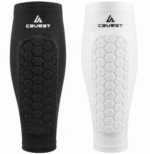 Protège-tibias de football avec protège-tibias intégrés - Chaussettes avec protection intégrée pour enfant et adulte (blanc, XL)