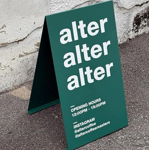 Maßgefertigter Kundenstopper Spiegel, Kundenstopper Outdoor | Aus Edelstahl, Lackiert, Wasserfest