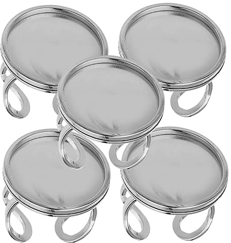 FIXOSHEE Edelstahl Ringrohlinge 5 Stück Verstellbar Runde Selbstgemacht Ringbasis 25mm Bastelring Zubehör Für Schmuckherstellung