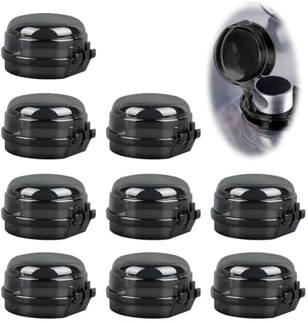 Cache-Boutons de Cuisinière 9 Pièces Couvre Sécurité pour Cuisinière Transparent Boutons Protection Cuisinière Enfants pour Boutons de Cuisinière de Ø max. 4,9 cm et de 4 cm de haut (Noir)