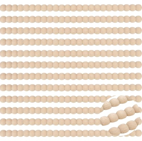 PH PandaHall - 12 adornos decorativos de madera con cuentas de media perlas de madera, molduras de 40 x 2 cm para armario, estante o ventana, decoración de interiores