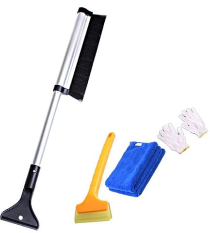SUPVOX Teleskop schneeschaufel Set mit Rutschfestem Griff Leichter Auto Eiskratzer und Schneebesen Langlebiges Material Praktische Schneeräumung für Pkw und LKW im Wintereinsatz