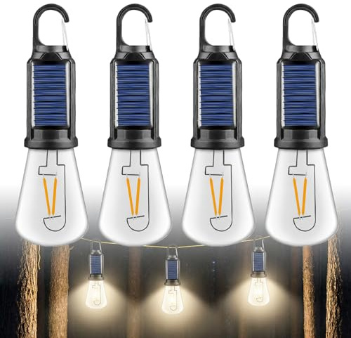 4 Stück LED Campinglampe Aufladbar, Tragbare LED Camping Lampe Campinglampe Solar Glühbirne 3 Helligkeitsmodi, IP65 Wasserdicht Wiederaufladbare Glühbirne Zeltlampe für Outdoor, Notfall, Stromausfall