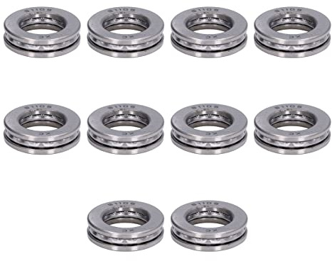 Aumotop 10-teiliges Abnehmbares Miniatur-Axial-Metalllager-Set für Untersetzungsgetriebe mit Niedriger Drehzahl, Hochpräzise Axial-Kugellager für Vertikale Wasserpumpen, Lagerstahl (51105)